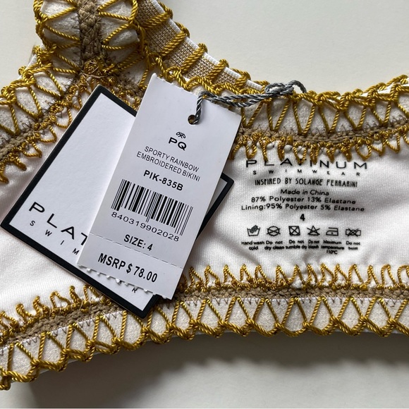 Pq Swim / Platinum Swimwear Girl’s Sporty Pink Embroidered Bikini - Size 4 - Picture 8 of 10